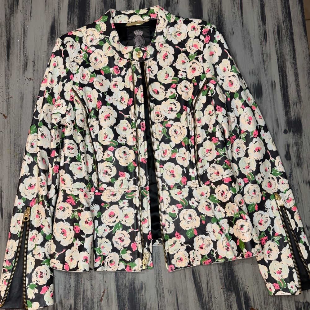 Vintage Y2K Juicy Couture “Covent Garden” Edgy Floral Leather Jacket - Picture 3 of 16